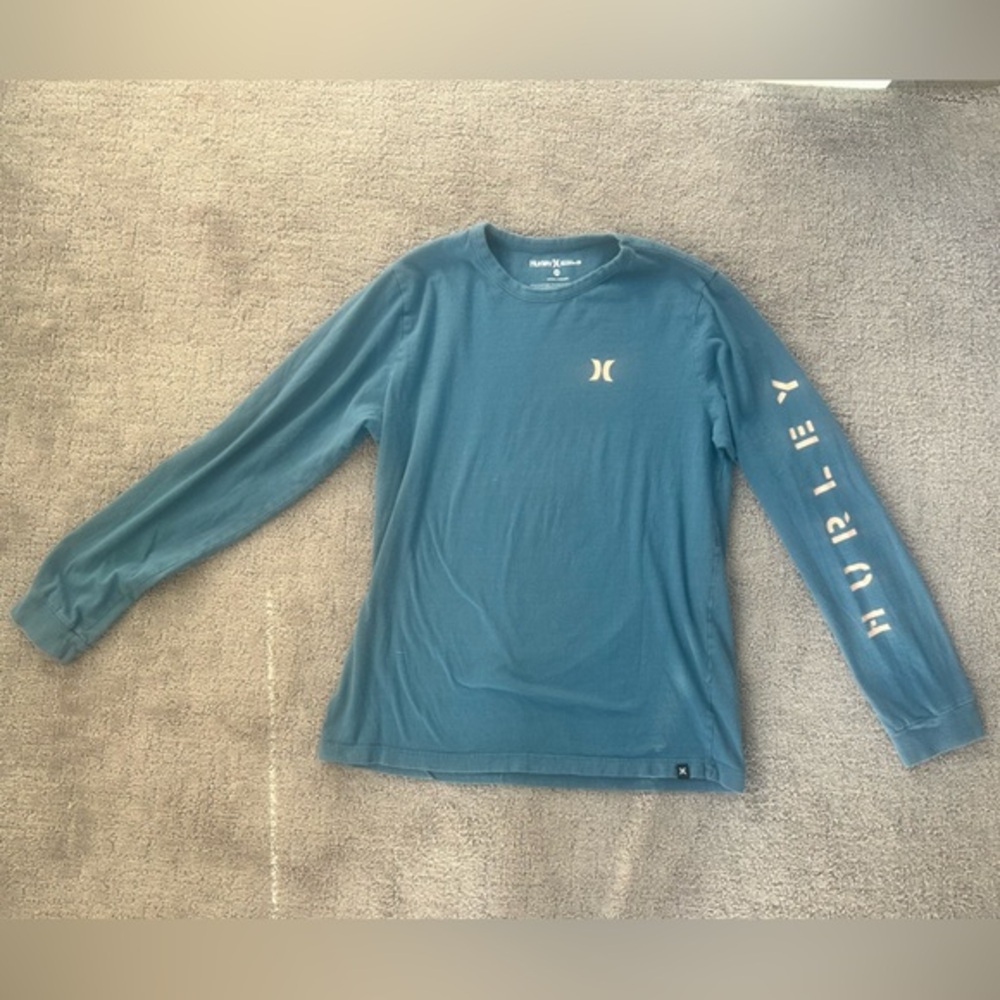 Hurley Blue Long Sleeve Graphic Shirt | Pink Logo Detail | Buckle Exclusive | XS